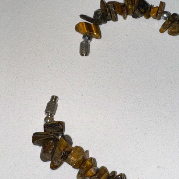 Vintage Natural Tiger Eye Chips Beads and Pendant Necklace Fashion Jewelry - Picture 5 of 5
